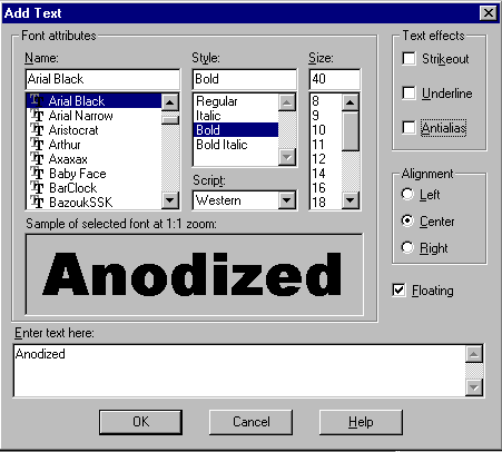 Add Text Dialog Box